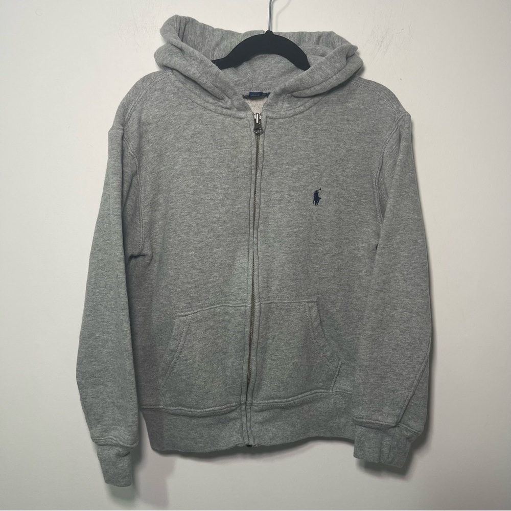 Polo Ralph Lauren Boys Gray Zip-Up casual everyday pony logo Hoodie Size S (8) - Picture 2 of 8